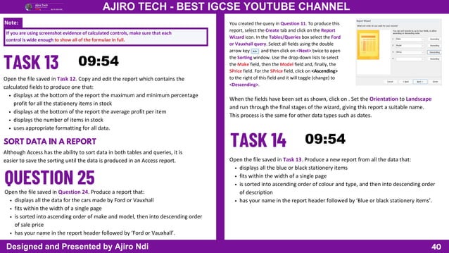 IGCSE ICT (0417/0983) - Databases - Ajiro Tech | PDF
