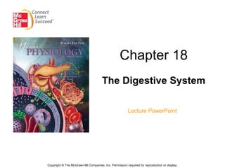 Chapter 18
The Digestive System
Lecture PowerPoint
Copyright © The McGraw-Hill Companies, Inc. Permission required for reproduction or display.
 
