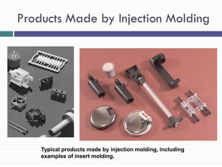 Products Made by Injection Molding

(a)

(b)

Typical products made by injection molding, including
examples of insert molding.

 