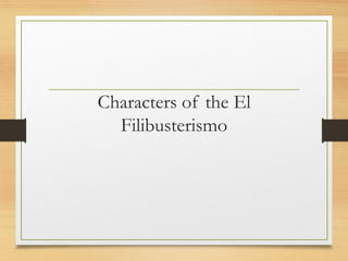 Characters of the El 
Filibusterismo 
 