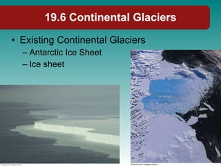 19.6 Continental Glaciers Existing Continental Glaciers Antarctic Ice Sheet Ice sheet 