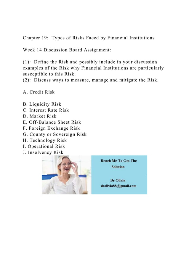 Chapter 19 Types Of Risks Faced By Financial Institutionswee Docx