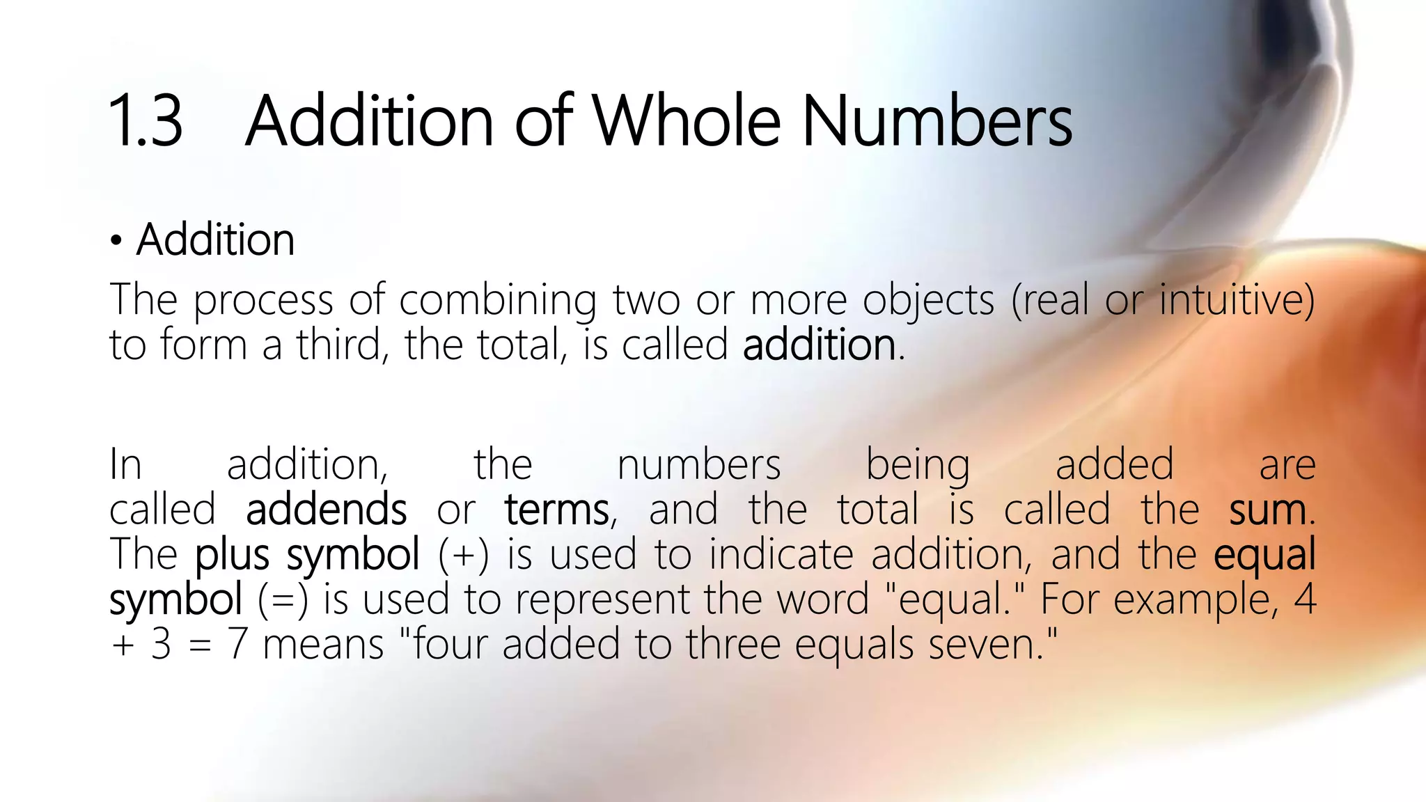 Chapter 1 addition and subtraction of whole numbers | PPTX | Physics ...