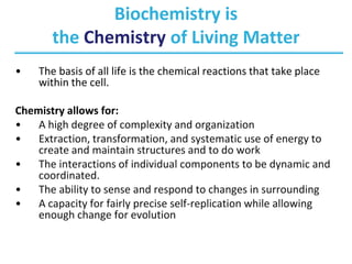 Biochemistry - Ch1 foundation of Biochem , ch2 water and aqueous ...