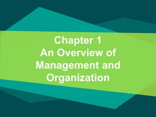 Chapter 1
An Overview of
Management and
Organization
 