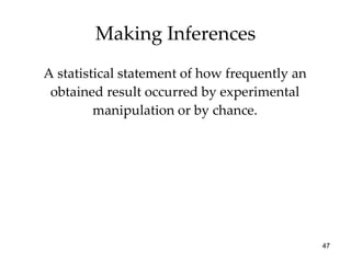 Making Inferences A statistical statement of how frequently an obtained result occurred by experimental manipulation or by chance. 