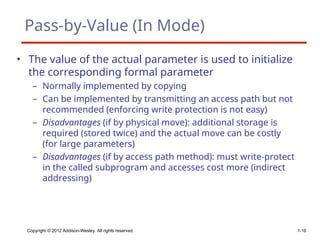 Comprehensive Overview of Subprograms: Design, Parameter Passing, and ...