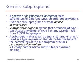 Comprehensive Overview of Subprograms: Design, Parameter Passing, and ...