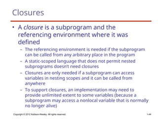 Comprehensive Overview of Subprograms: Design, Parameter Passing, and ...