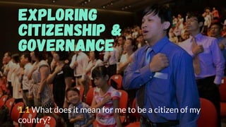 1.1 What does it mean for me to be a citizen of my
country?
 