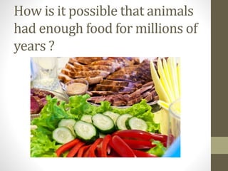 How is it possible that animals
had enough food for millions of
years ?
 