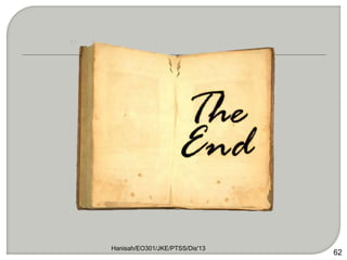 Hanisah/EO301/JKE/PTSS/Dis'13
62
 