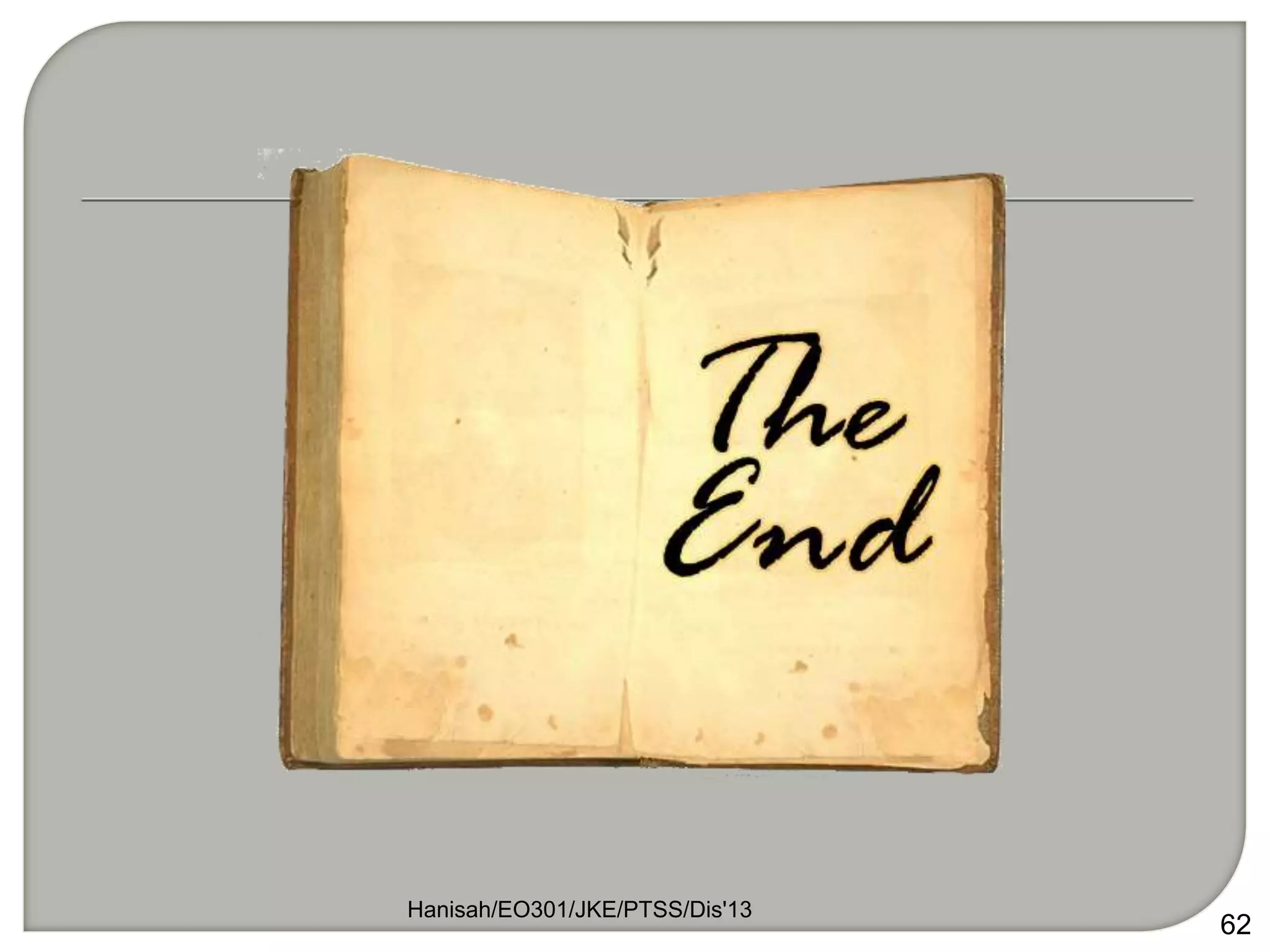 Hanisah/EO301/JKE/PTSS/Dis'13
62
 