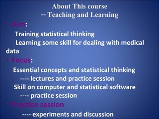 Health Statistics Course Chapter1:introduction to medical statistics | PPT