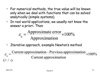 True Error Vs Approximate Error Chapter 1 Errors and Approximations.ppt