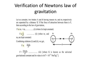 Verification of Newtons law of
gravitation
 