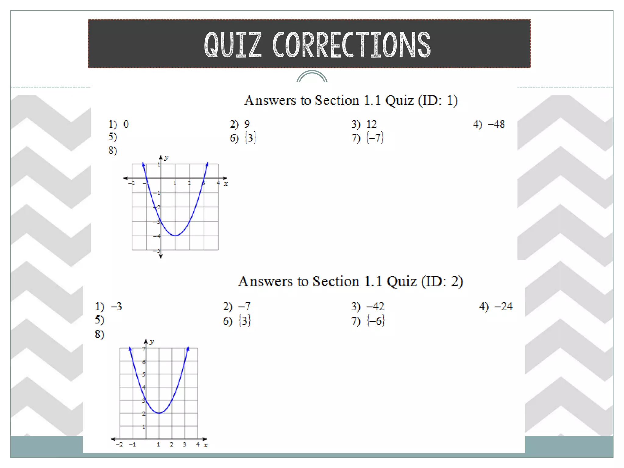 Quiz Corrections
 