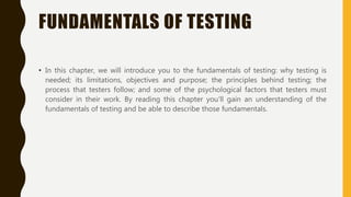 Chapter 1 Fundamentals of Testing | PPT