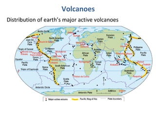 Volcanoes 
Distribution of earth’s major active volcanoes 
 