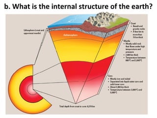 b. What is the internal structure of the earth? 
 