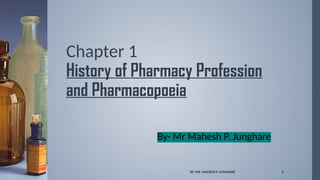 BY. MR. MAHESH P JUNGHARE 2
Chapter 1
History of Pharmacy Profession
and Pharmacopoeia
By- Mr Mahesh P. Junghare
 