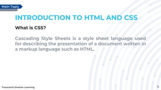 CHAPTER 1_ HTML and CSS Introduction Module | PPTX | Web Design and ...