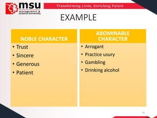 Noble Behaviour INTRODUCTION TO MORAL EDUCATION FOR BACH | PDF