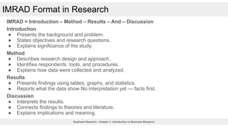 Introduction Imrad Research Chapter 1 - Introduction to Business Research.pptx