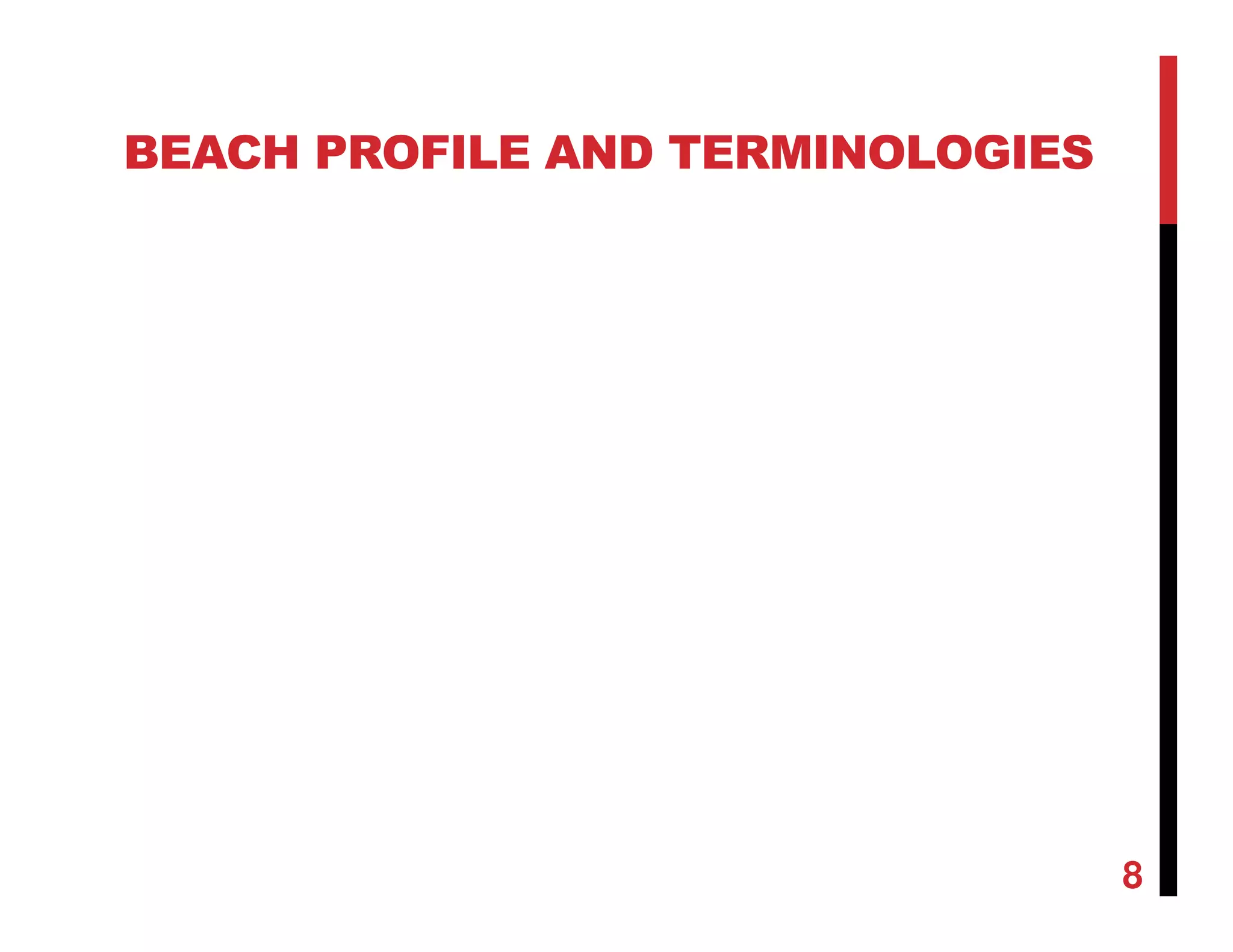 BEACH PROFILE AND TERMINOLOGIES
8
 