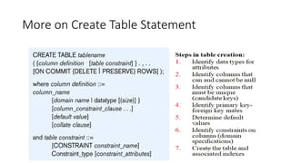 More on Create Table Statement
 