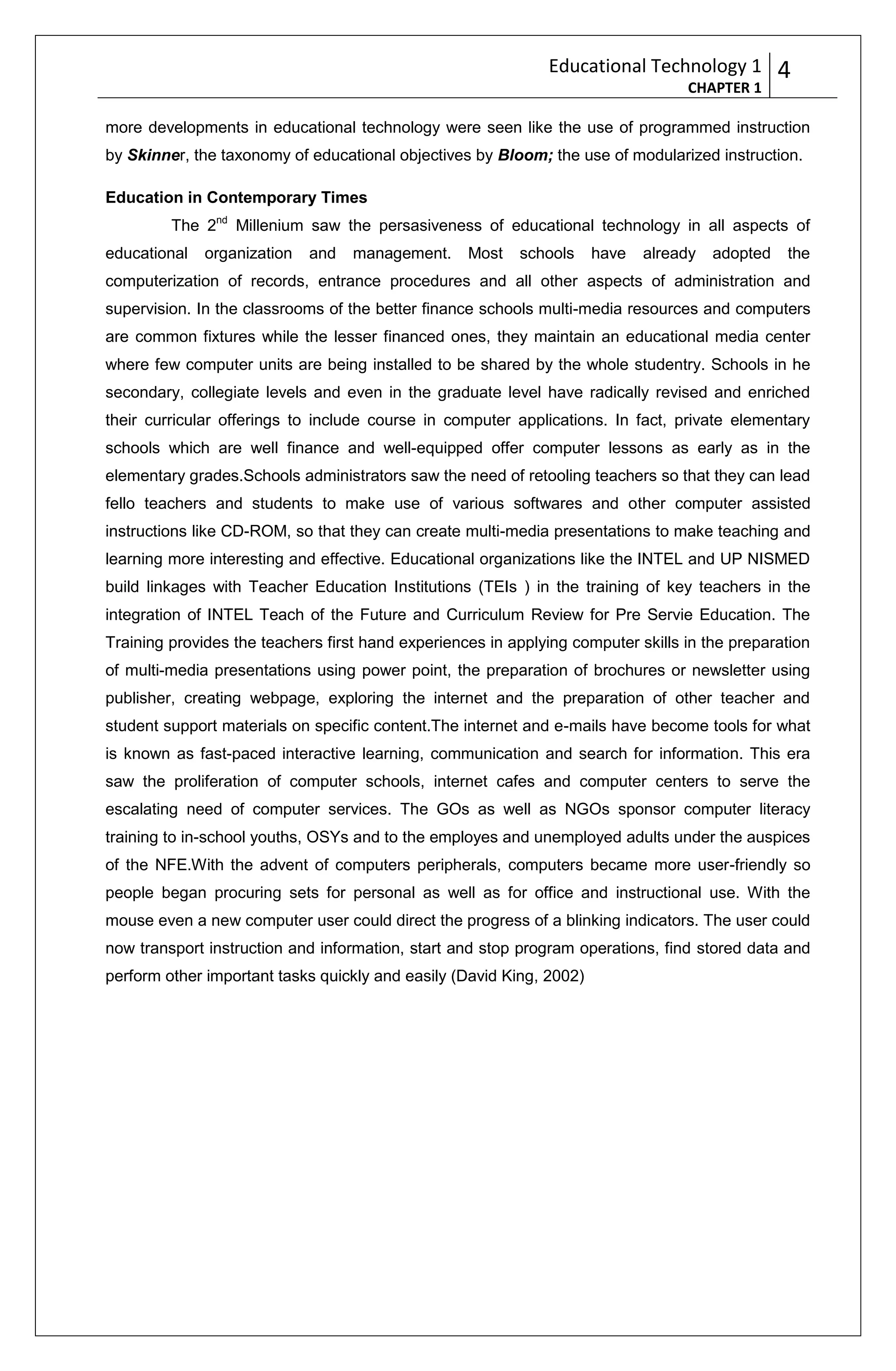 Chapter 1 Introduction To Educational Technology Docx