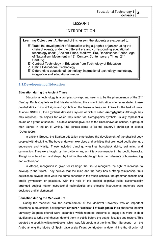 Chapter 1 Introduction To Educational Technology Docx