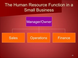 4848
The Human Resource Function in a
Small Business
Manager/Owner
Sales Operations Finance
 
