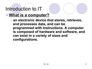 TID Chapter 1 Introduction To Information Technology | PPT