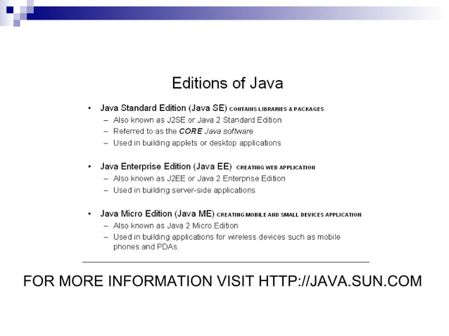 Chapter 1 introduction to java technology | PPT