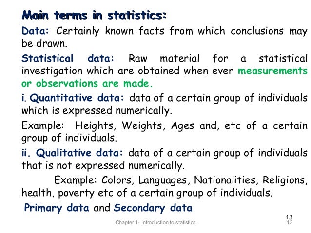 Introduction To Statistics