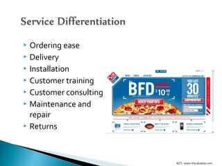  Ordering ease
 Delivery
 Installation
 Customer training
 Customer consulting
 Maintenance and
repair
 Returns
AOT- www.tharakadias.com
 