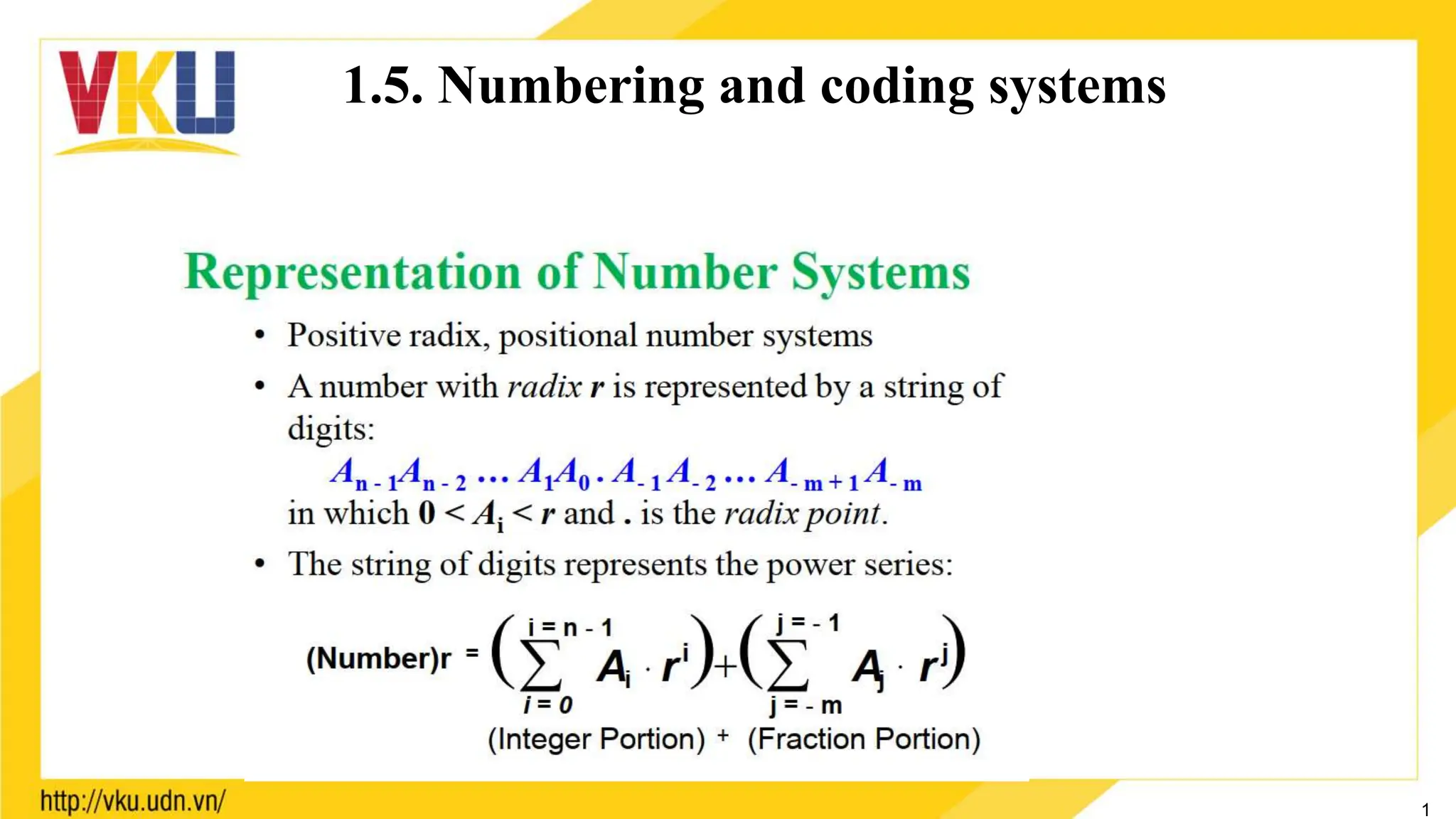 1
1.5. Numbering and coding systems
 