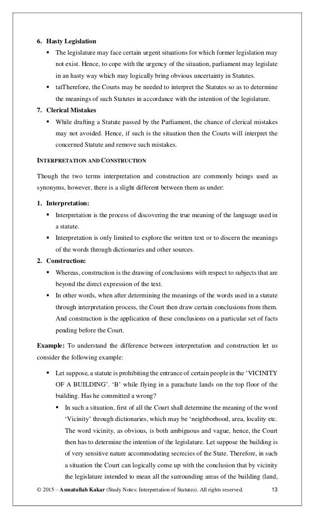 Chapter 1 introdution to interpretation of statutes