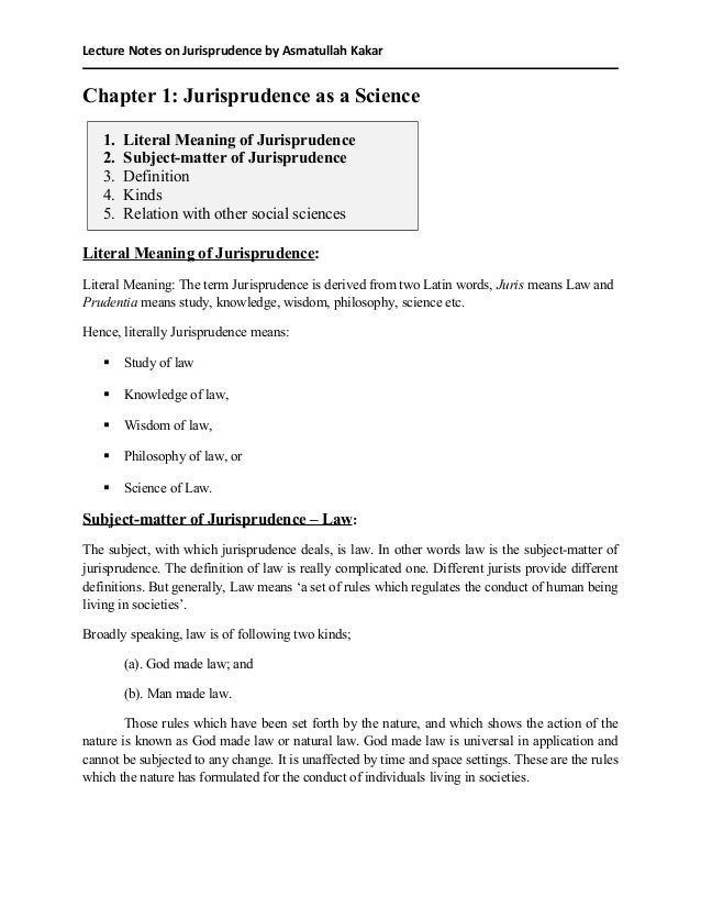 Chapter 1 jurisprudence