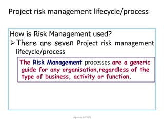 Seven Project Risk Management Processes Project management course for MSc STUDENTS CHAPTER 1 | PPTX