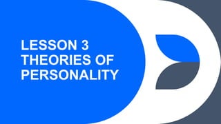 LESSON 3
THEORIES OF
PERSONALITY
 