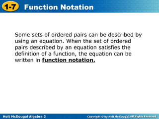 Chapter 1 Lesson 7 functions and notations | PPT