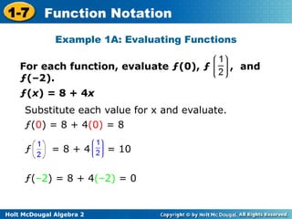 Chapter 1 Lesson 7 functions and notations | PPT
