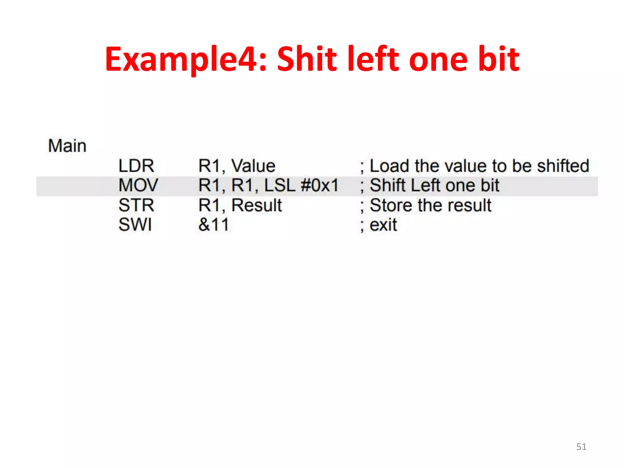 Example4: Shit left one bit
51
 