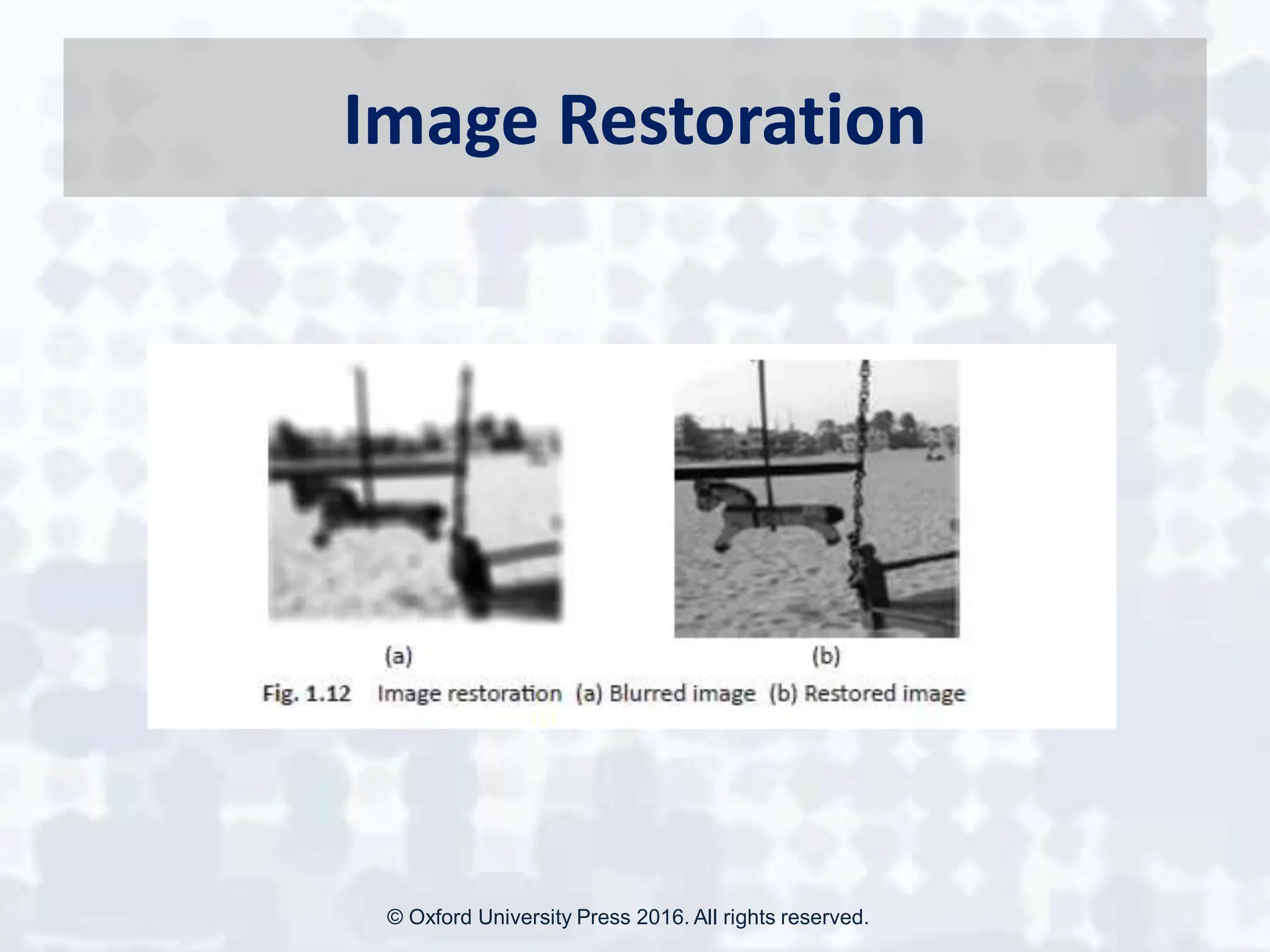 Image Restoration
© Oxford University Press 2016. All rights reserved.
 