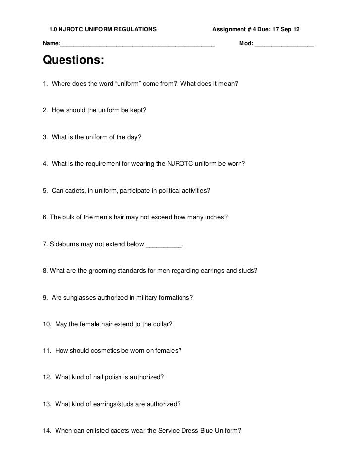 NS1 Assignment 4 Uniform Regulations Questions