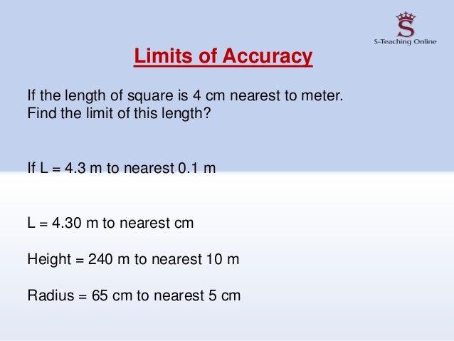 The Area Is Measured Correct To The Nearest Chapter 1 Numbers IGCSE- part 2