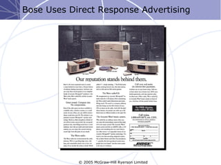 Bose Uses Direct Response Advertising




            © 2005 McGraw-Hill Ryerson Limited
 