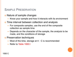 Counter Sample Preservation Chapter 1 of Standard Methods for the Examination of Water and ...